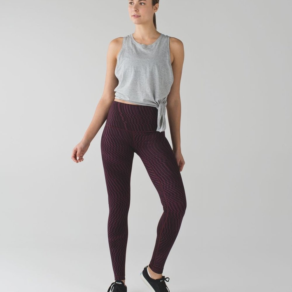 Lululemon Wunder Under Pant (Hi-Rise) Shifted Horizon Red Grape Black sz6